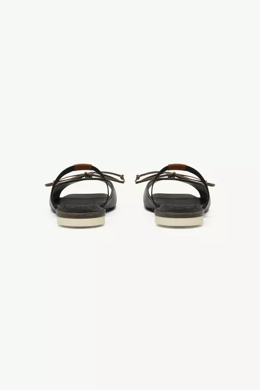 Bow-detailed leather slingback shoes - Sandals