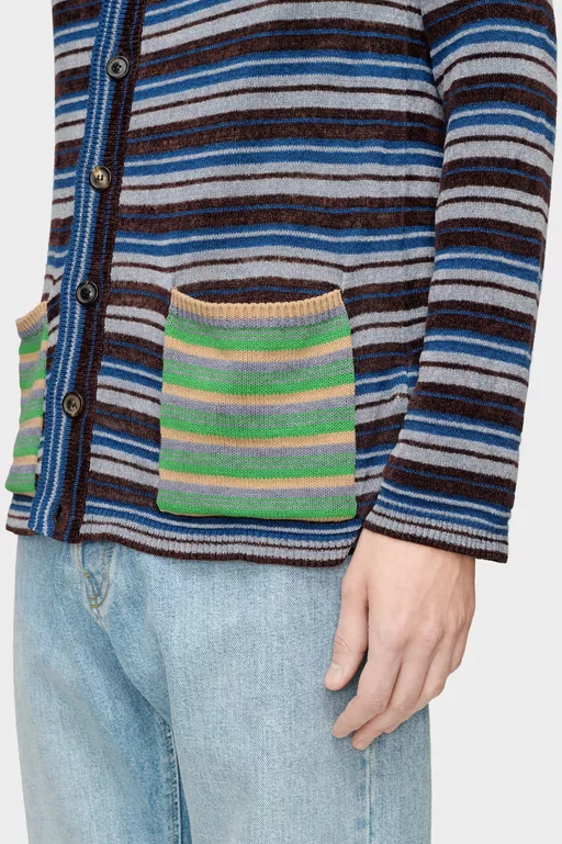 Striped Wool Cardigan - Overalls