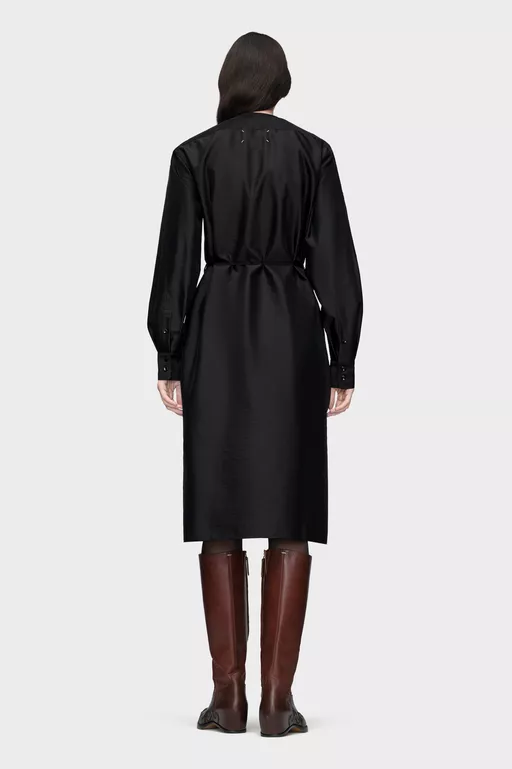 Virgin Wool Midi Shirt Dress - Midi Dress