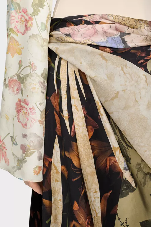 Silk Floral Midi Skirt - Midi Skirts