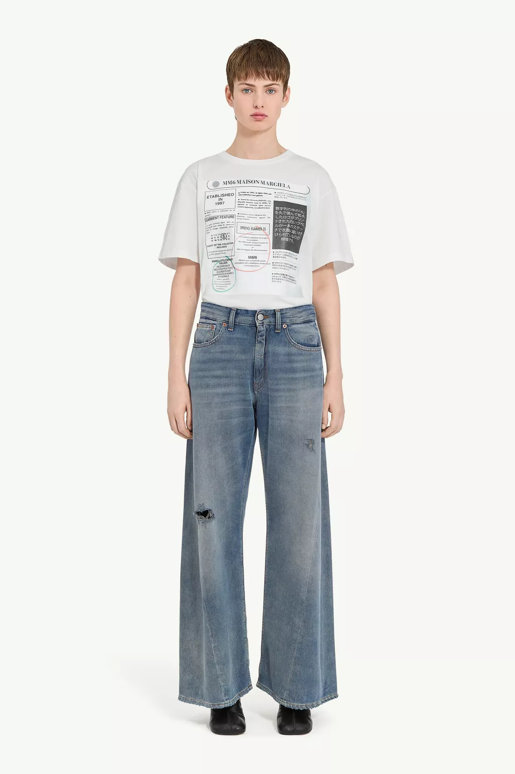 パンツ 24aw MM6 Maison Margiela destroyed denim Blue Distressed jeans | MM6 Official