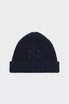 Navy Blue - Virgin wool ribbed beanie