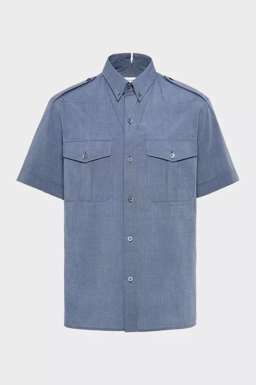 Folded Collar Short-Sleeve Shirt - Short-sleeved Shirt