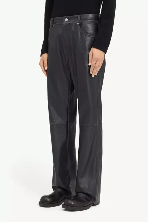 Leather-effect trousers - Denim