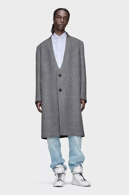Folded Collar Wool Overcoat - Coats