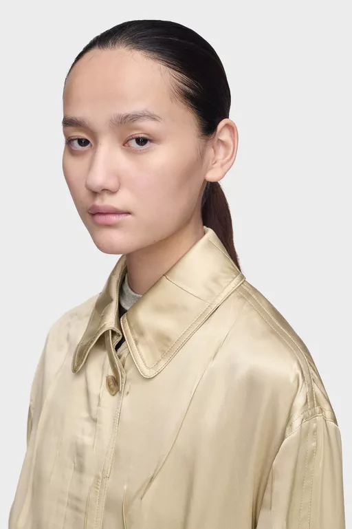 Creased Silk Trench Coat - Raincoats