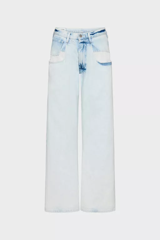 Bleached Straight-Leg Jeans - Denim