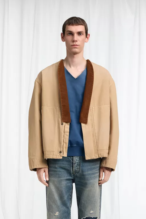 V-Neck Cotton Jacket - Jackets