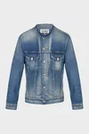 Bleu - Veste sans col en denim