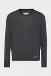 Grigio - Maglione in misto lana con toppa