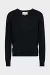 Schwarz - Baumwollpullover mit V-Ausschnitt