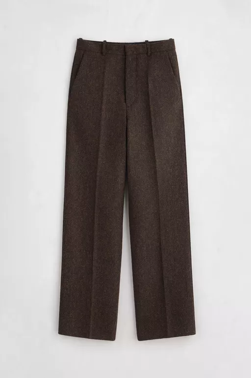 Herringbone Wool Trousers - Pants
