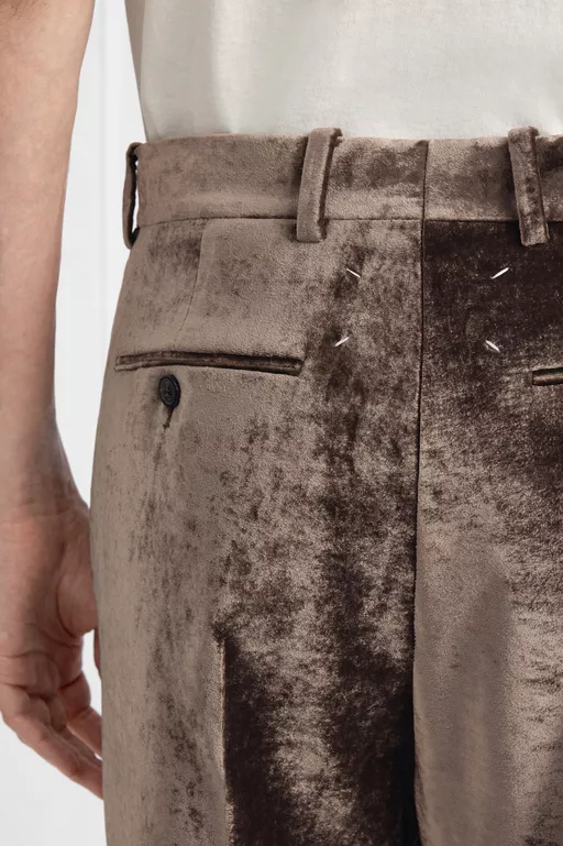 Velvet Wide-Leg Trousers - Pants