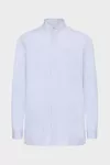 Bianco gessato e azzurro - Camicia in cotone a righe