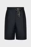 Dark Blue - Cotton Drawstring Shorts