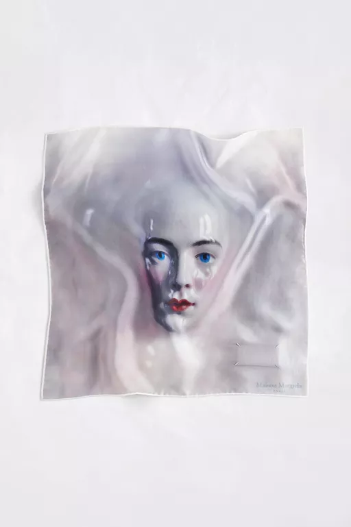 Porcelain Doll Print Silk Scarf - Scarves