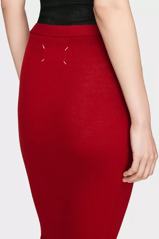 Ribbed Wool Midi Skirt - Midi Skirts