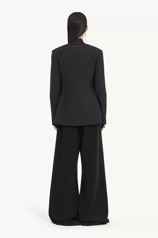 Collarless Suit Jacket - Jackets