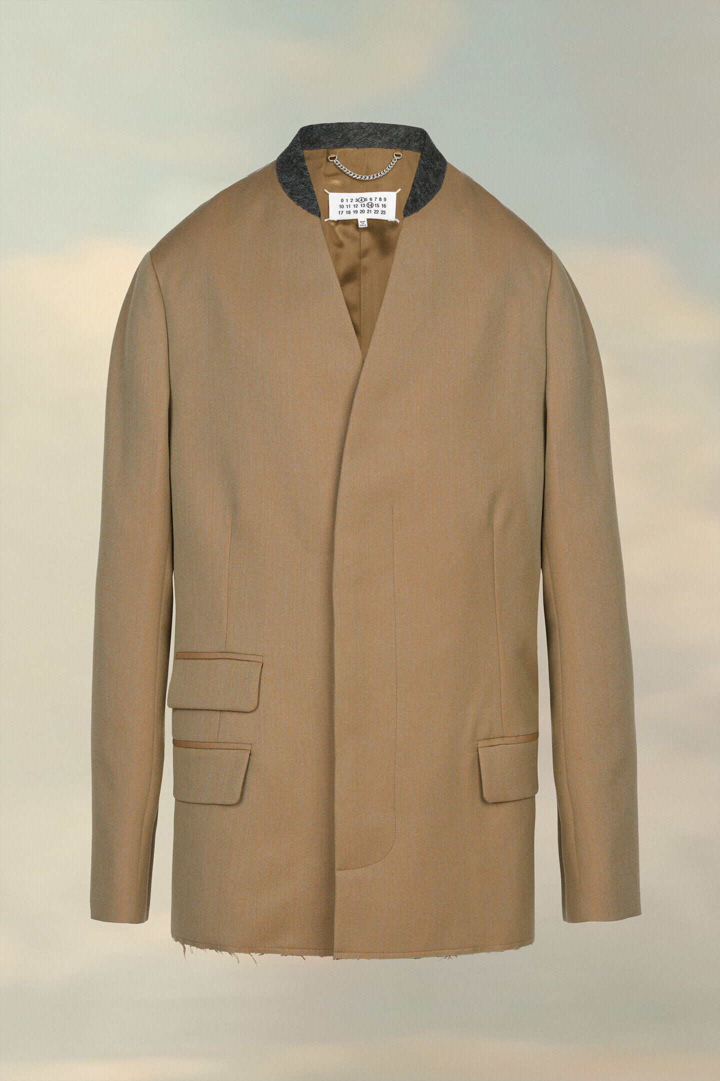 Maison Margiela ウール ノーカラージャケット 46 ハンガー付き せまる
