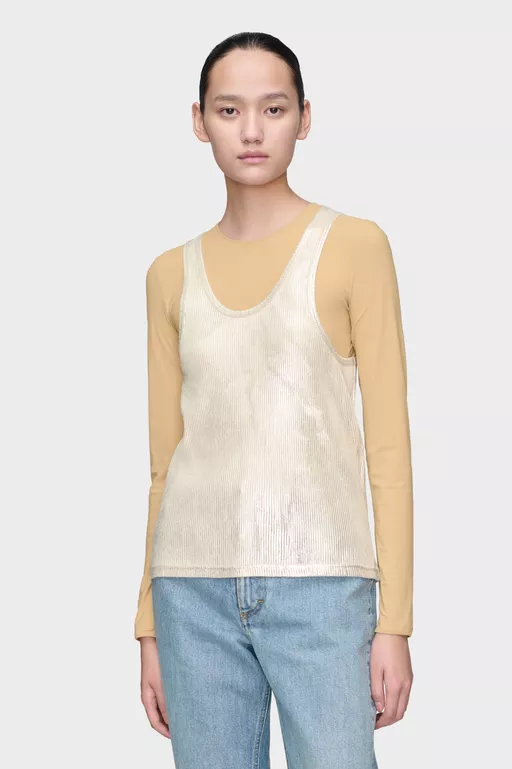 Silver Print Tank Top - Short-sleeved Top