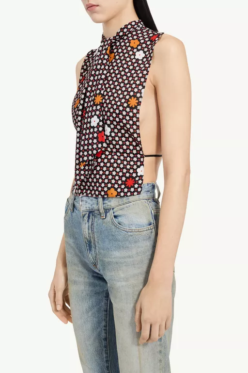 Graphic Floral Sleeveless Top - Scarves
