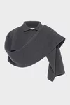 Dark grey - Ribbed wool scarf with collar