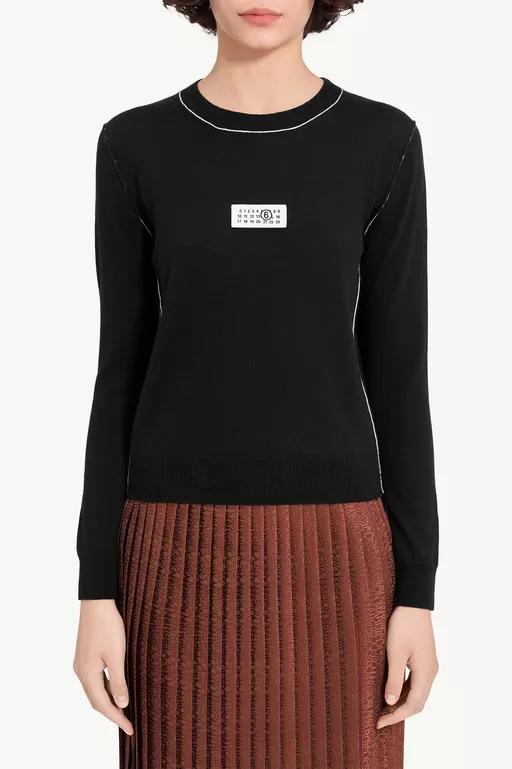 Contrast-trimmed wool blend knit jumper - Knitwear