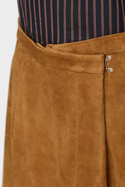 Wrap Suede Midi Skirt - Midi Skirts