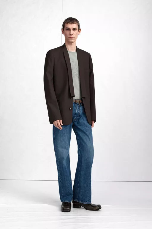 Minimal Collar Wool Blazer - Jackets