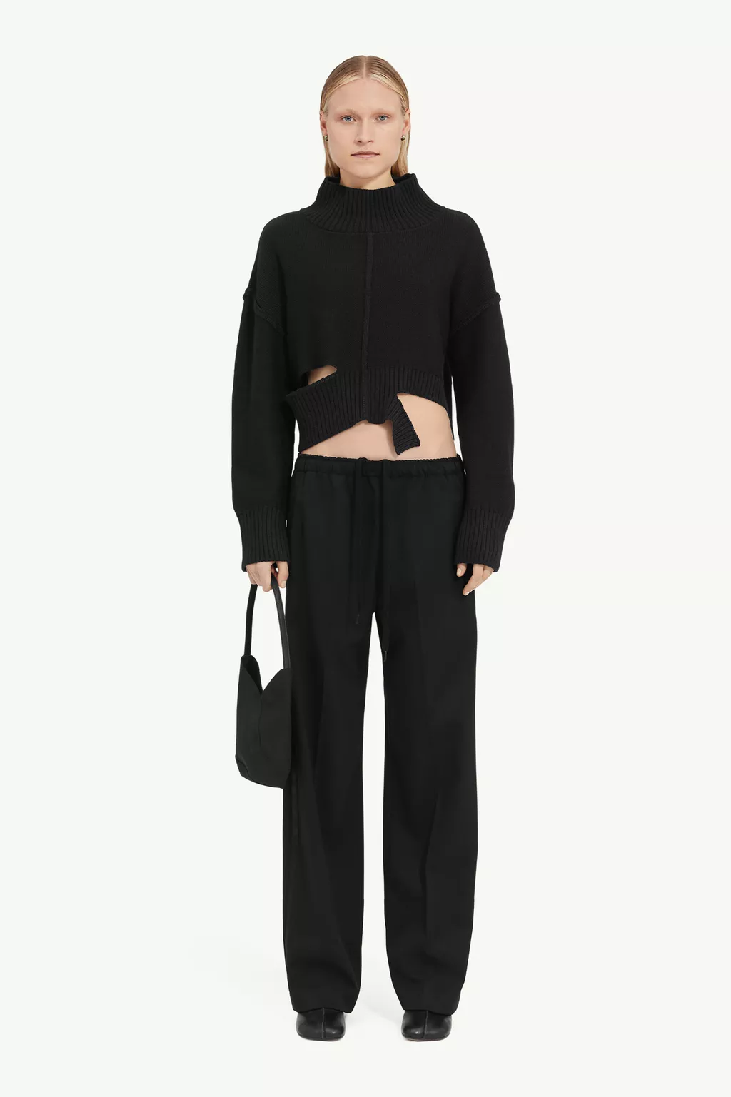 MM6 Maison Margiela プリーツ切替トップス ブラック S52HA0285_M13044_900_L.webp?sw
