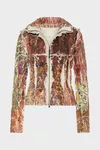 Orangebraun - Rei&szlig;verschlussjacke mit fragmentiertem Blumenmuster