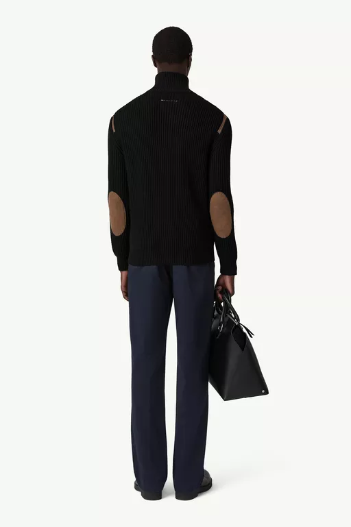 Contrast shoulder knit zip-up jacket - Jackets
