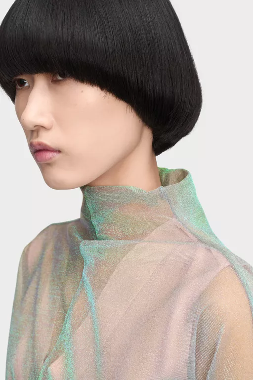 Shimmer Knit Draped Longsleeve - Knitwear