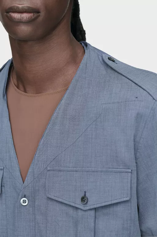 Folded Collar Short-Sleeve Shirt - Short-sleeved Shirt