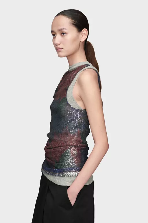 Printed Draped Top - Tops