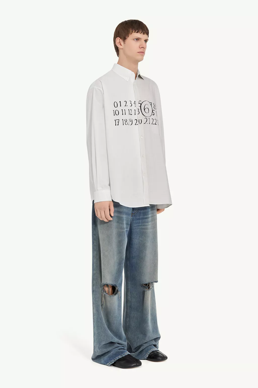 White Printed Asymmetric Shirt | Maison Margiela