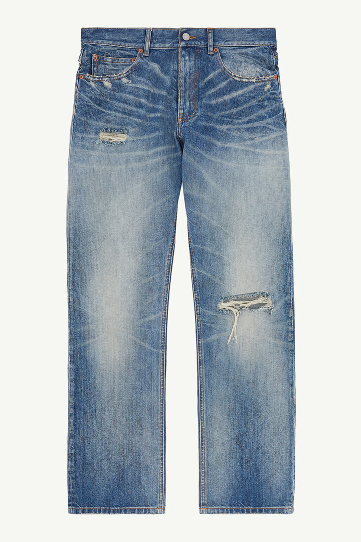 Blue Distressed Straight-leg Jeans | Maison Margiela