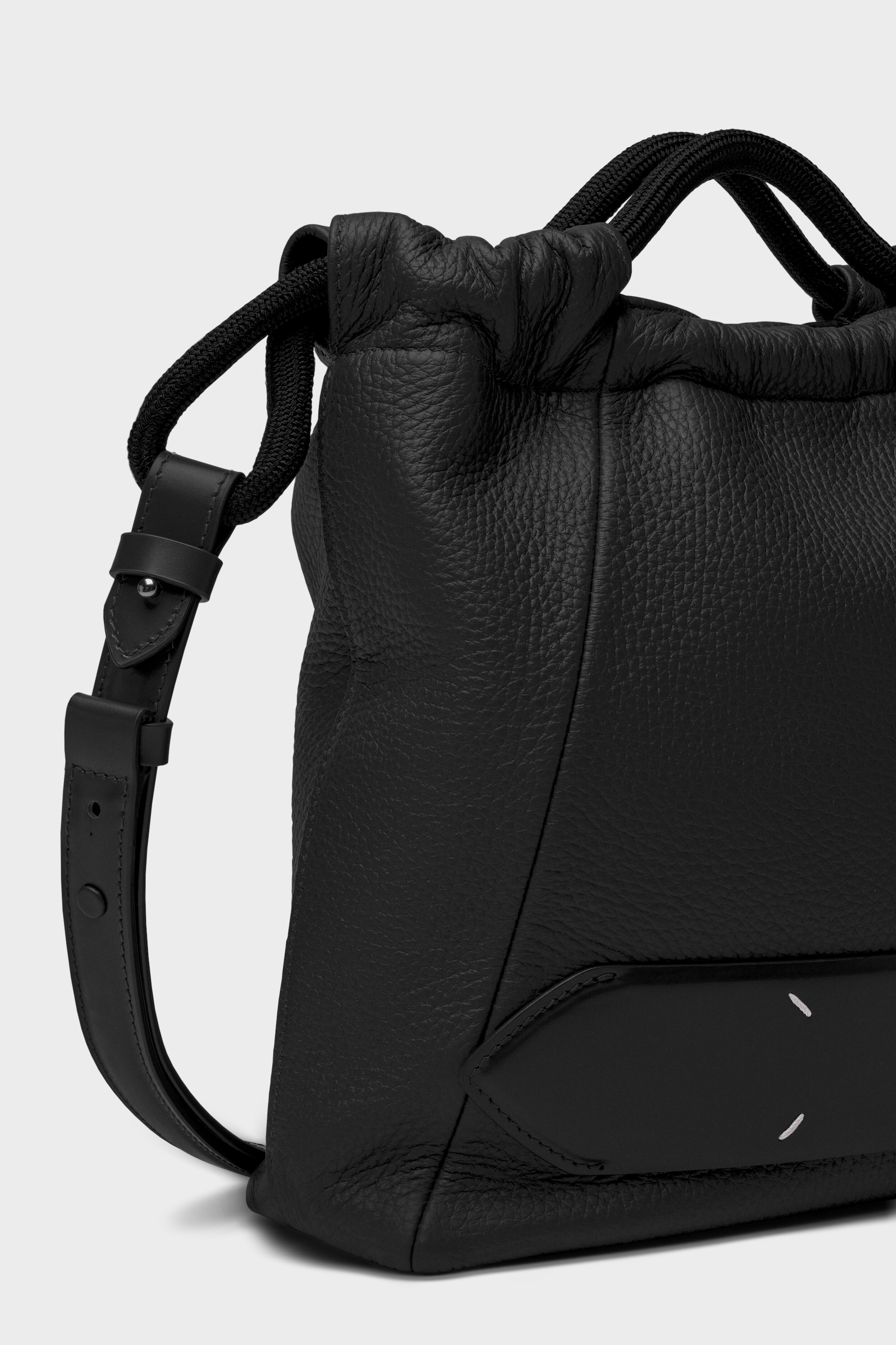 Black Soft Leather Drawstring 5AC Bag | Maison Margiela Black Soft Leather Drawstring 5AC Bag | Maison Margiela