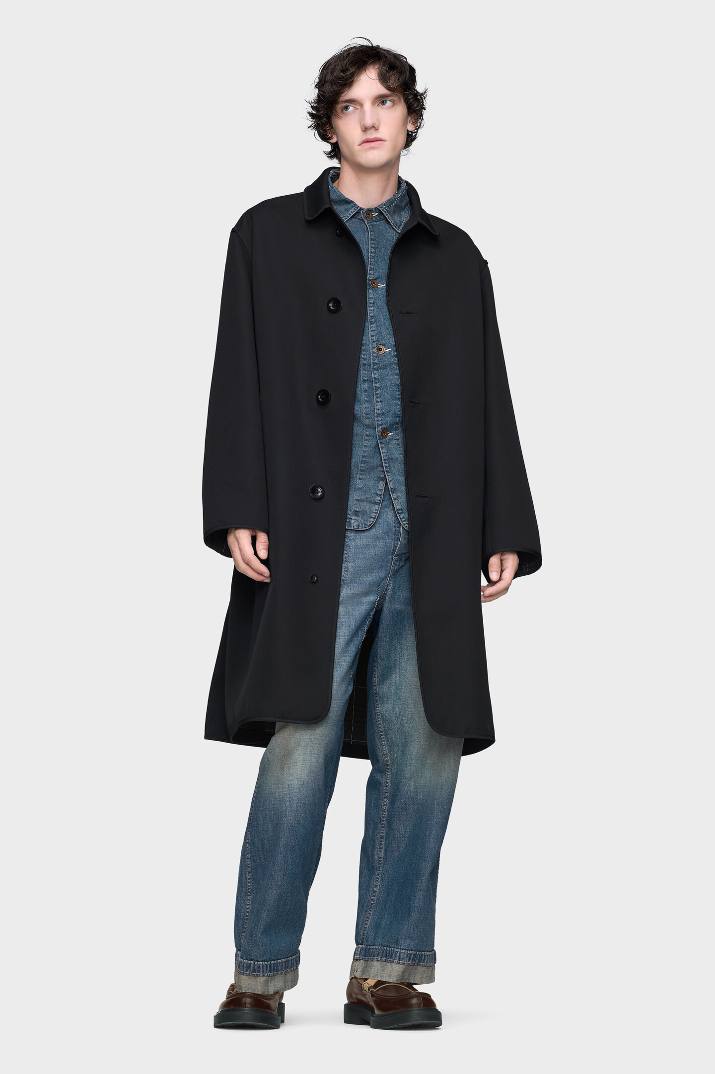 Reversible checked coat
