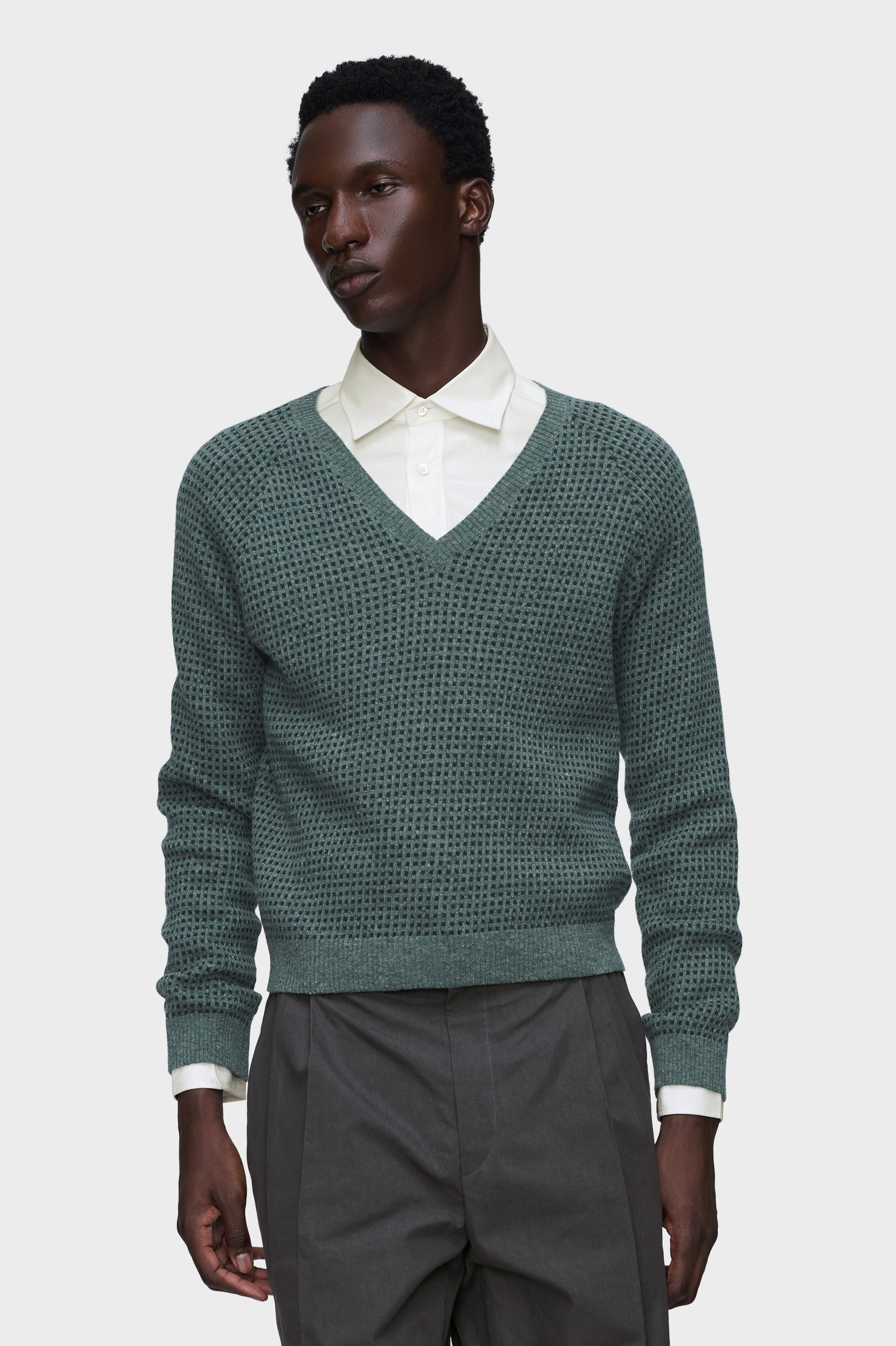 Wool-blend V-neck sweater
