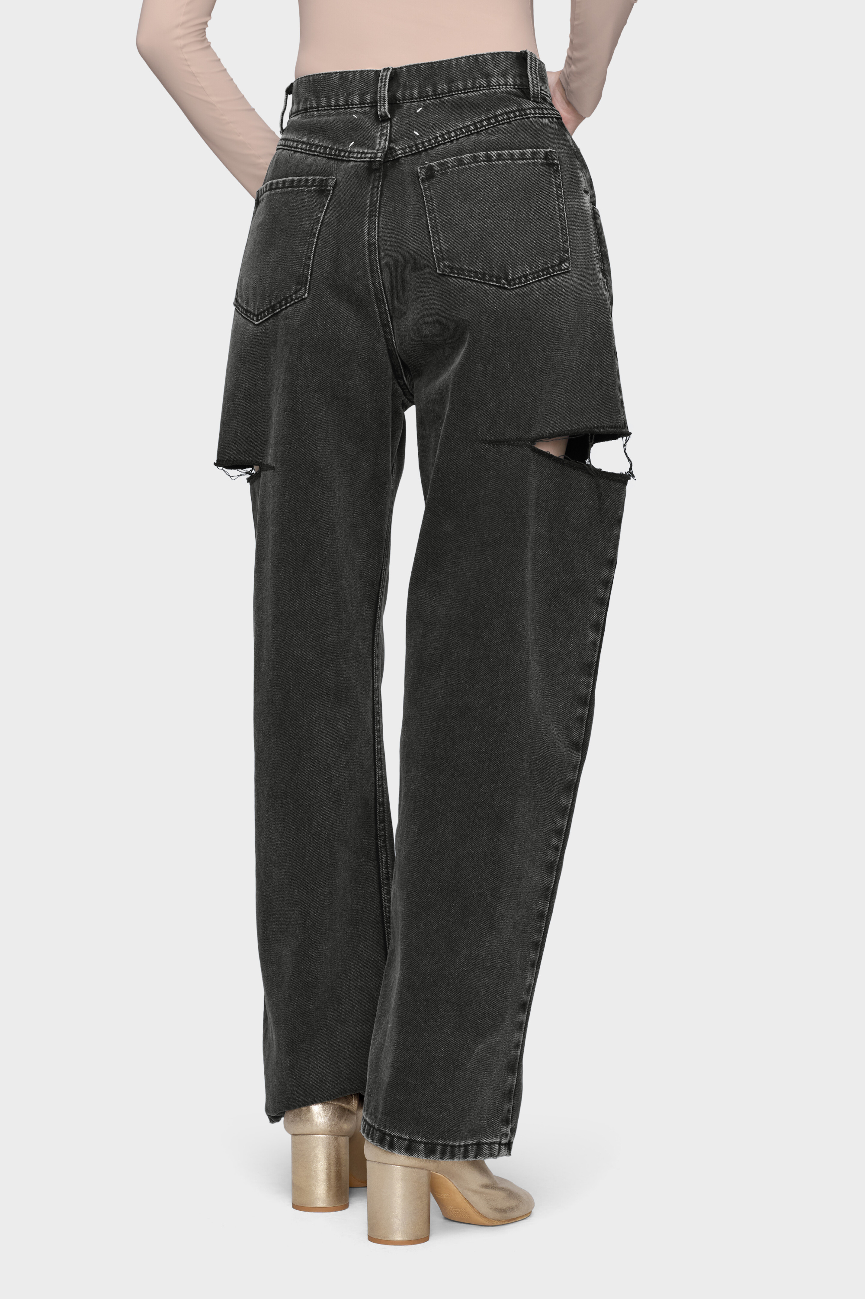 Maison Margiela カットアウトジーンズ ブラックデニム 36サイズ Black High-wasited Cut-Out Jeans | Maison Margiela