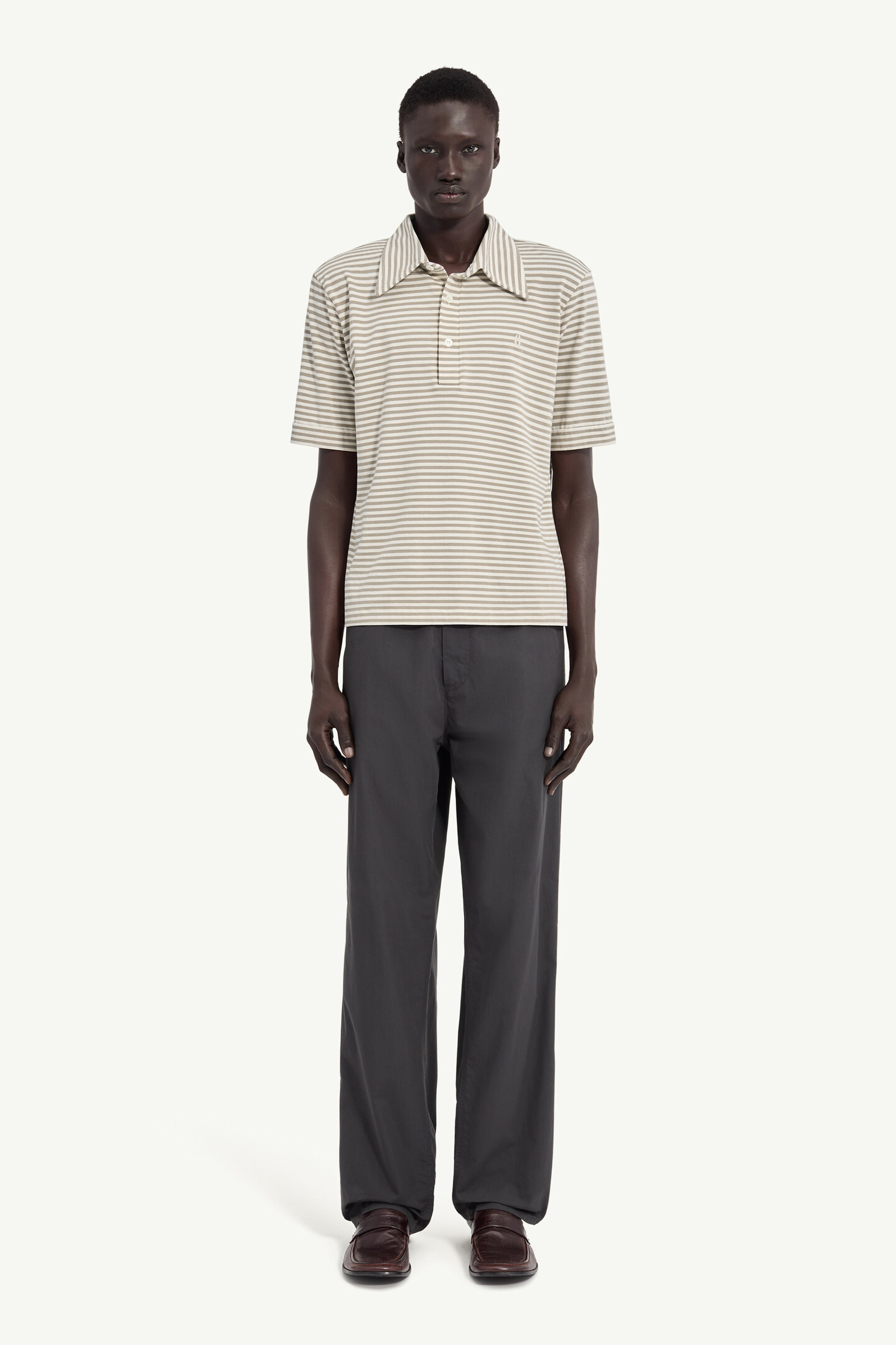 Brown Striped Jersey Polo Shirt | MM6 Official