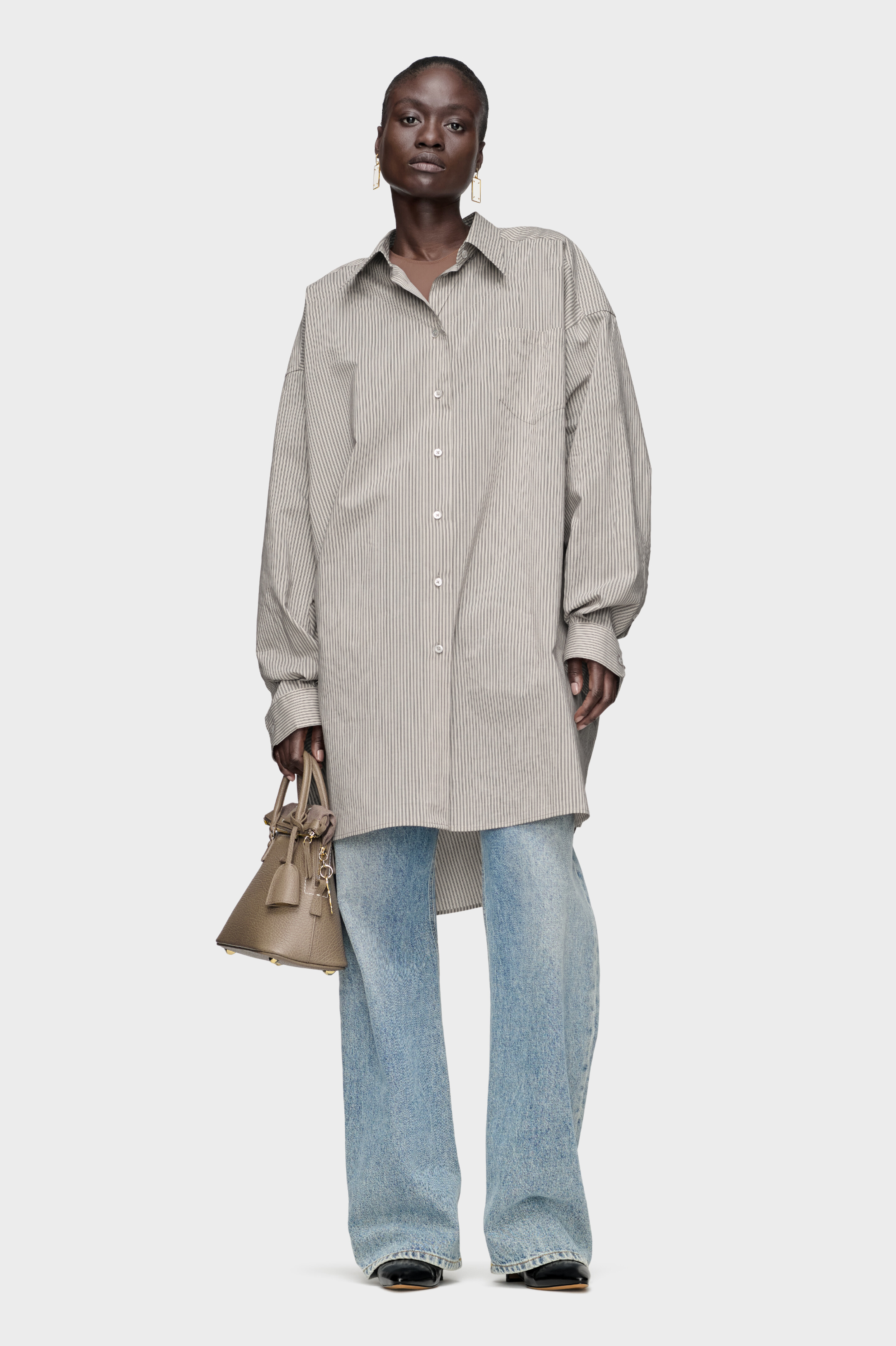 FOLD COLLAR OVERSIZED SHIRT