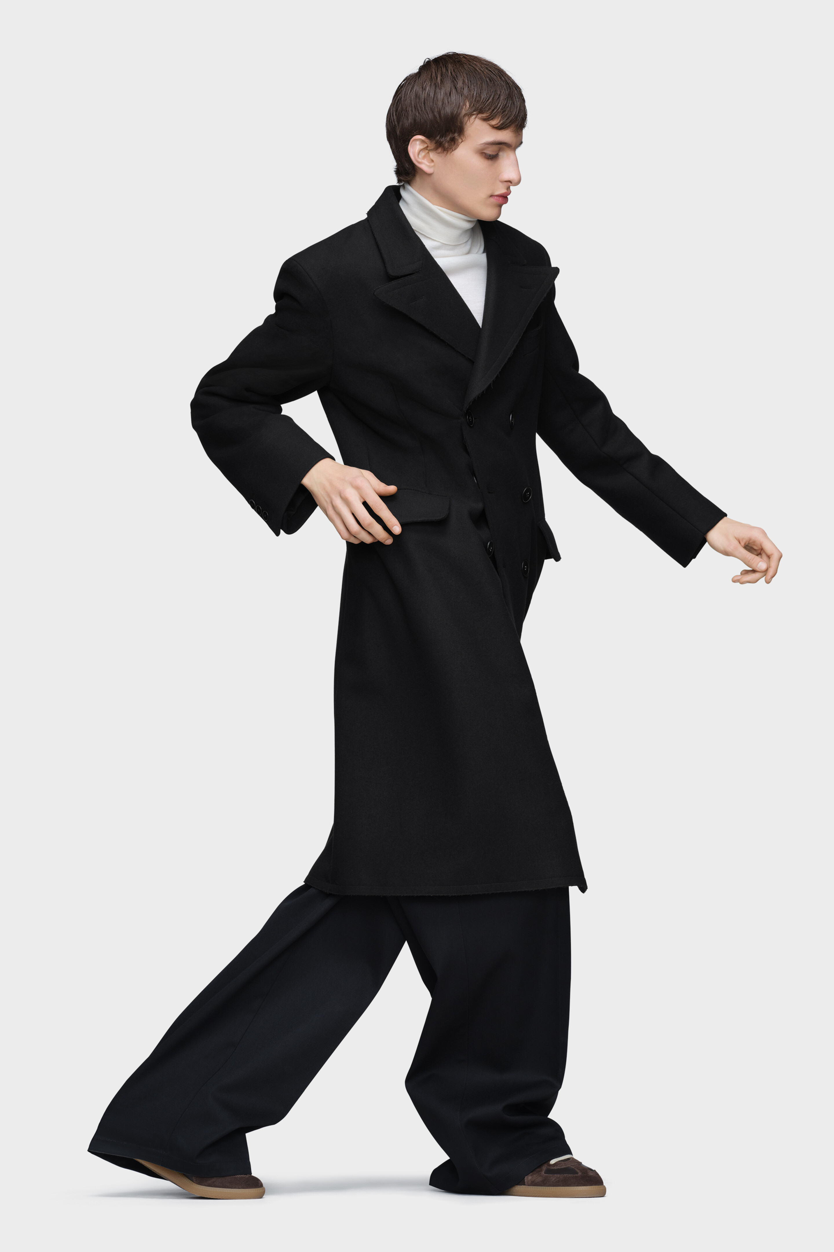 Men's Black Wool Coat | Maison Margiela