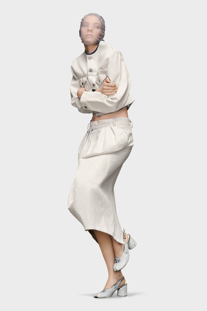White Women's Denim Midi Skirt | Maison Margiela