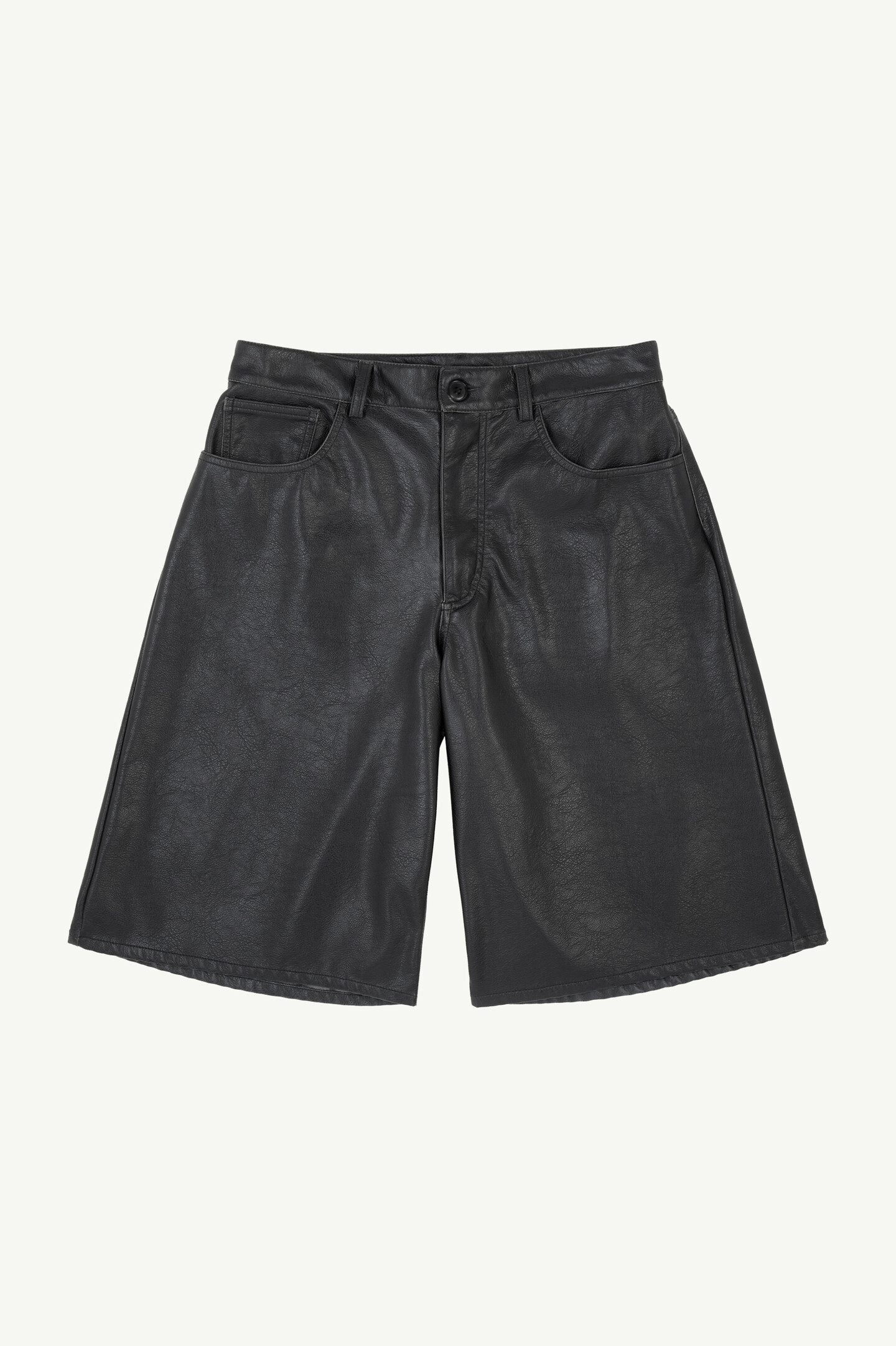 Black Faux leather knee-length shorts | MM6 Official