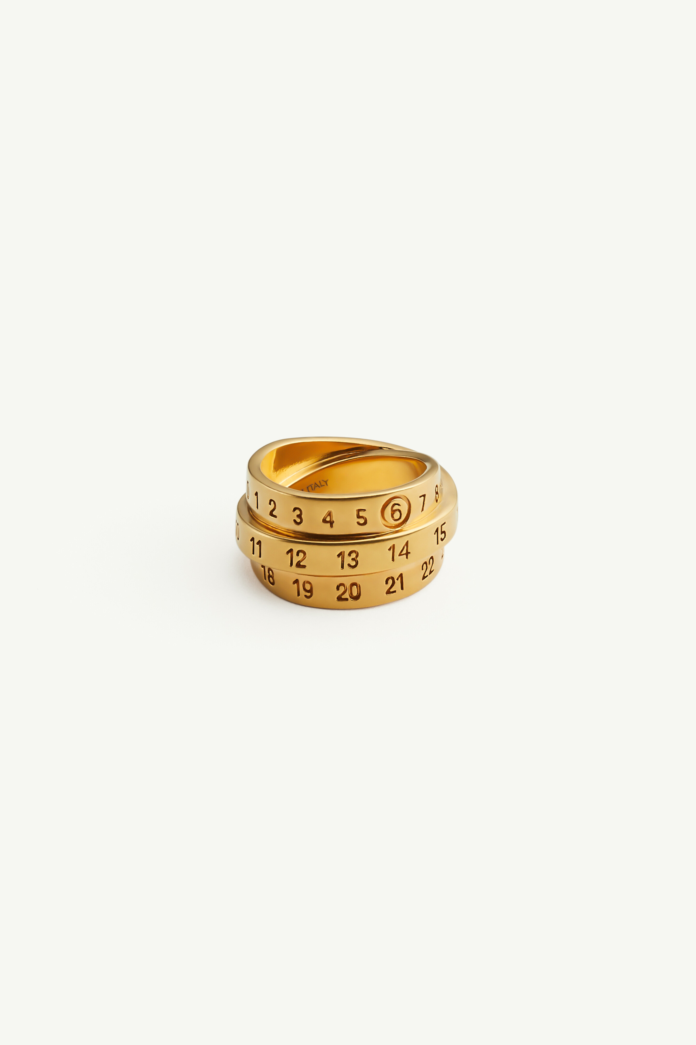 Yellow Brass Triple Logo Ring | Maison Margiela