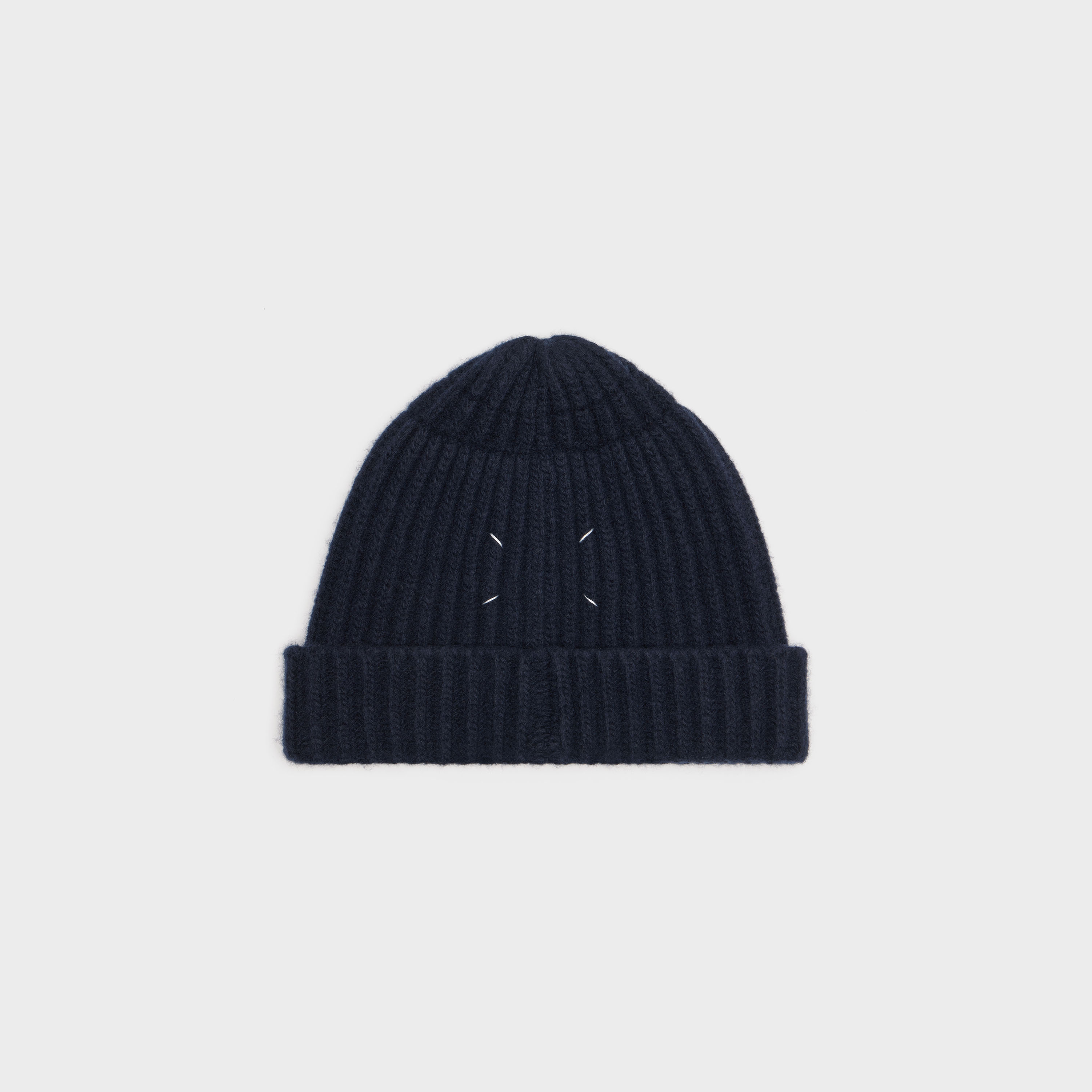 Navy Blue Virgin wool ribbed beanie | Maison Margiela Official