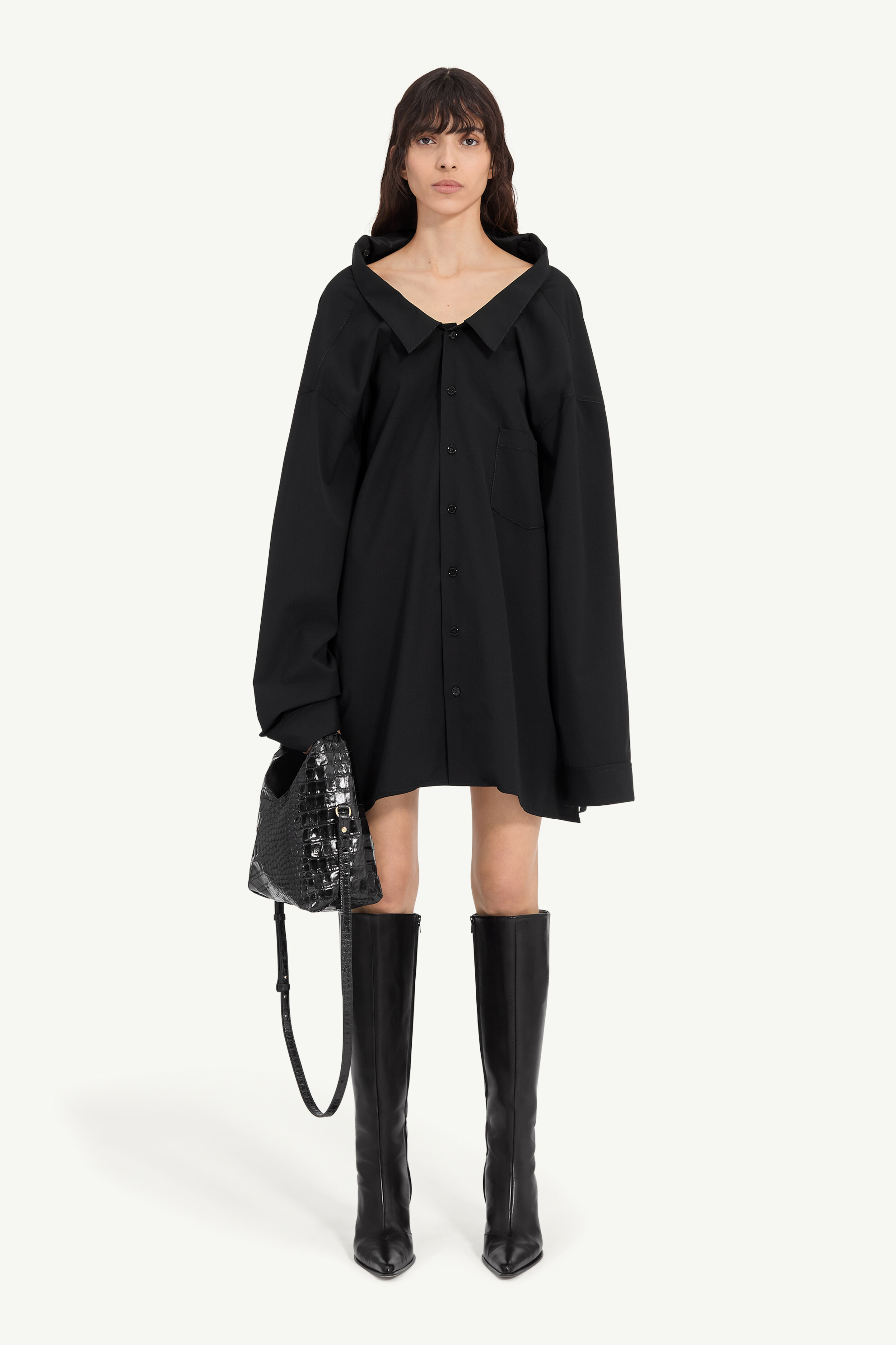 テクニカル ポプリンシャツドレス