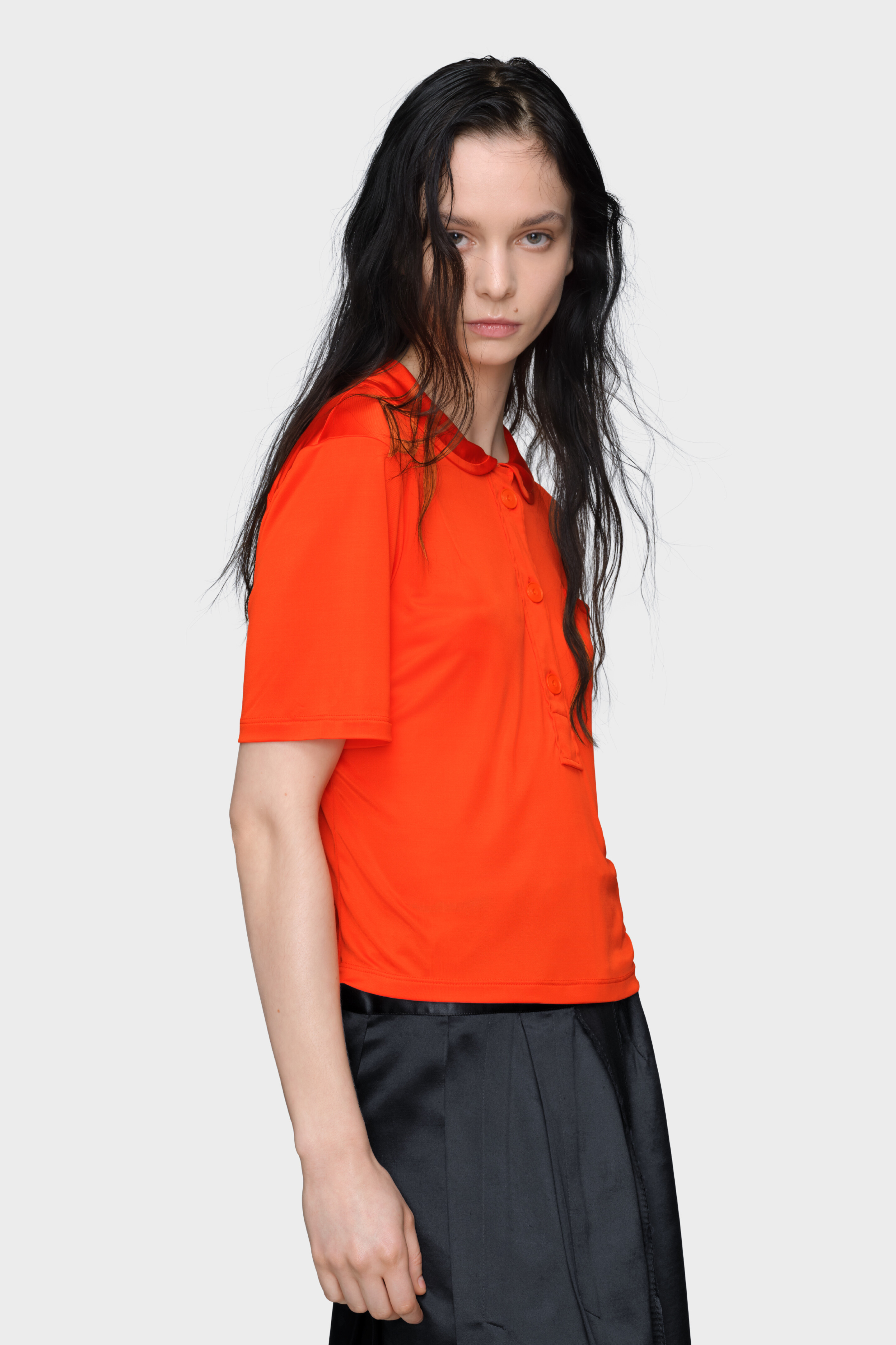 Women's Orange Viscose Polo Shirt | Maison Margiela Women's Orange Viscose Polo Shirt | Maison Margiela